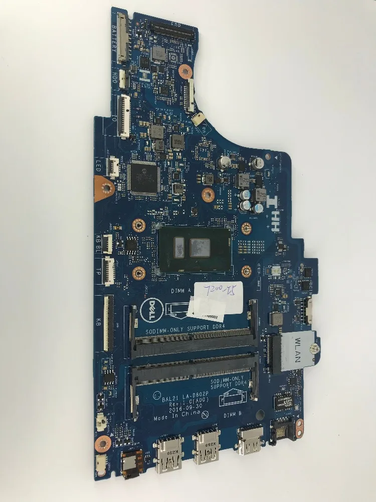 Для DELL Inspiron 15 5567 5767 материнская плата для ноутбука i5 7200U BAL20 LA D802P DDR4 MB 100%