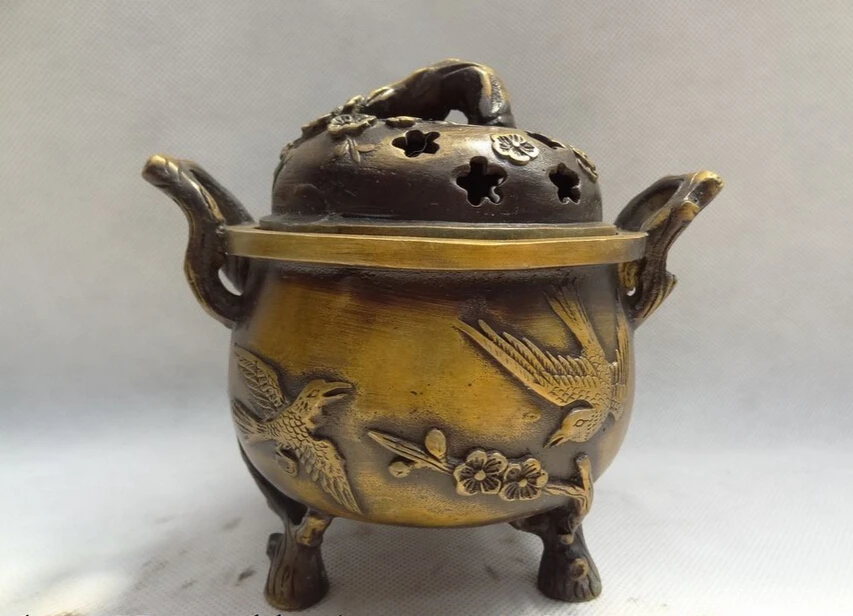 S4183 China Buddhist Bronze Bird Fly Crane Statue Pine Tree Box Incense Burner Censer D0317
S4183 China Buddhist Bronze Bird Fly Crane Statue Pine Tree Box Incense Burner Censer D0317