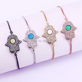 8Pcs New Arrival Cubic Zirconia Crystal Micro Pave Hamsa Hand Opal Adjustable Chain Bracelets SD-007
8Pcs New Arrival Cubic Zirconia Crystal Micro Pave Hamsa Hand Opal Adjustable Chain Bracelets SD-007