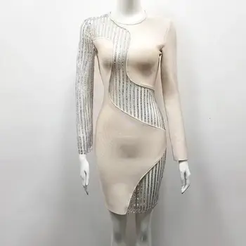 New Arrival Beige Color Women's Long Sleeve Sexy Bodycon Mini Dress Celebrity Fashion Red Carpet Dress Wholesale 
New Arrival Beige Color Women's Long Sleeve Sexy Bodycon Mini Dress Celebrity Fashion Red Carpet Dress Wholesale