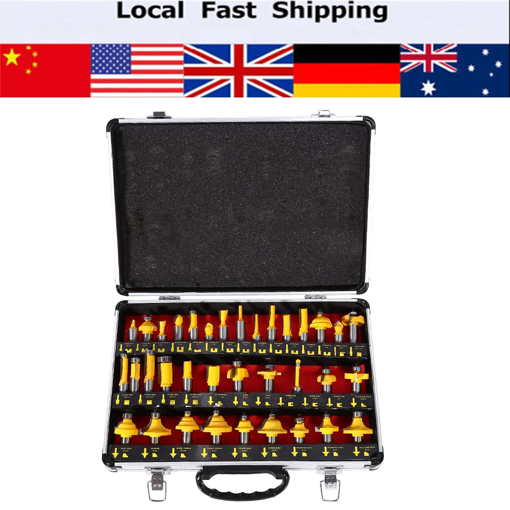 35pcs/set 1/2 inch Shank Router Bits Set Woodworking Milling Cutter Bits With Box
35pcs/set 1/2 inch Shank Router Bits Set Woodworking Milling Cutter Bits With Box