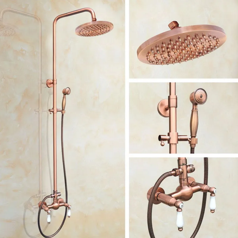 Antique Red Copper Brass Wall Mounted Bathroom 8" Rain Shower faucet Set Telephone Style Handheld Shower Head Mixer Tap arg583
Antique Red Copper Brass Wall Mounted Bathroom 8" Rain Shower faucet Set Telephone Style Handheld Shower Head Mixer Tap arg583
