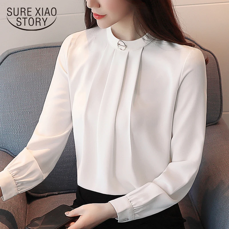 2018 new spring fashion OL style elegant solid white clothing long sleeved blouses women tops casual chiffon shirts D519 30
2018 new spring fashion OL style elegant solid white clothing long sleeved blouses women tops casual chiffon shirts D519 30