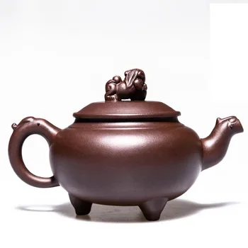 380ml Handmade Yixing Zisha Purple Clay Teapot | Three Feet Teapot with Pixiu Beast Lid | for Puer Oolong Black Tea Drinkware 
380ml Handmade Yixing Zisha Purple Clay Teapot | Three Feet Teapot with Pixiu Beast Lid | for Puer Oolong Black Tea Drinkware