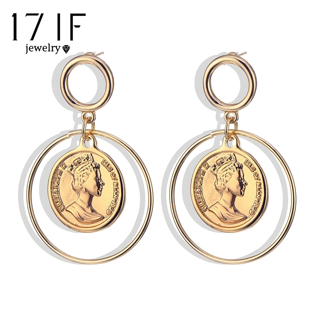17IF Vintage Avatar Coin Pendant Metal Drop Earrings Punk Gold Alloy Dangle Earring Brincos for Women Statement Jewelry 2019 New
17IF Vintage Avatar Coin Pendant Metal Drop Earrings Punk Gold Alloy Dangle Earring Brincos for Women Statement Jewelry 2019 New