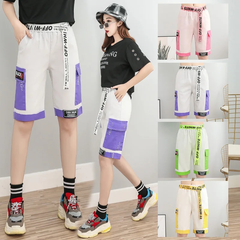 Denim Half Pants 2019 Summer Loose Casual Hip-Hop Women Trousers Knee Length Ladies Pants Sashes Print Letter Capris New Pant
Denim Half Pants 2019 Summer Loose Casual Hip-Hop Women Trousers Knee Length Ladies Pants Sashes Print Letter Capris New Pant