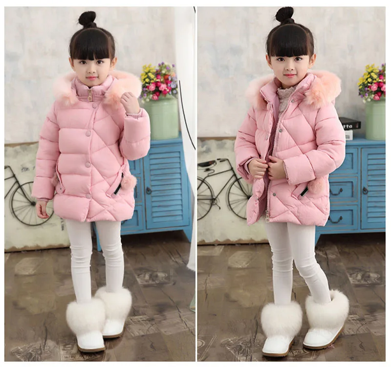 winter down jacket for girls thick cotton warm fur collar jacket children outwears for girls clothes kids coat (3)