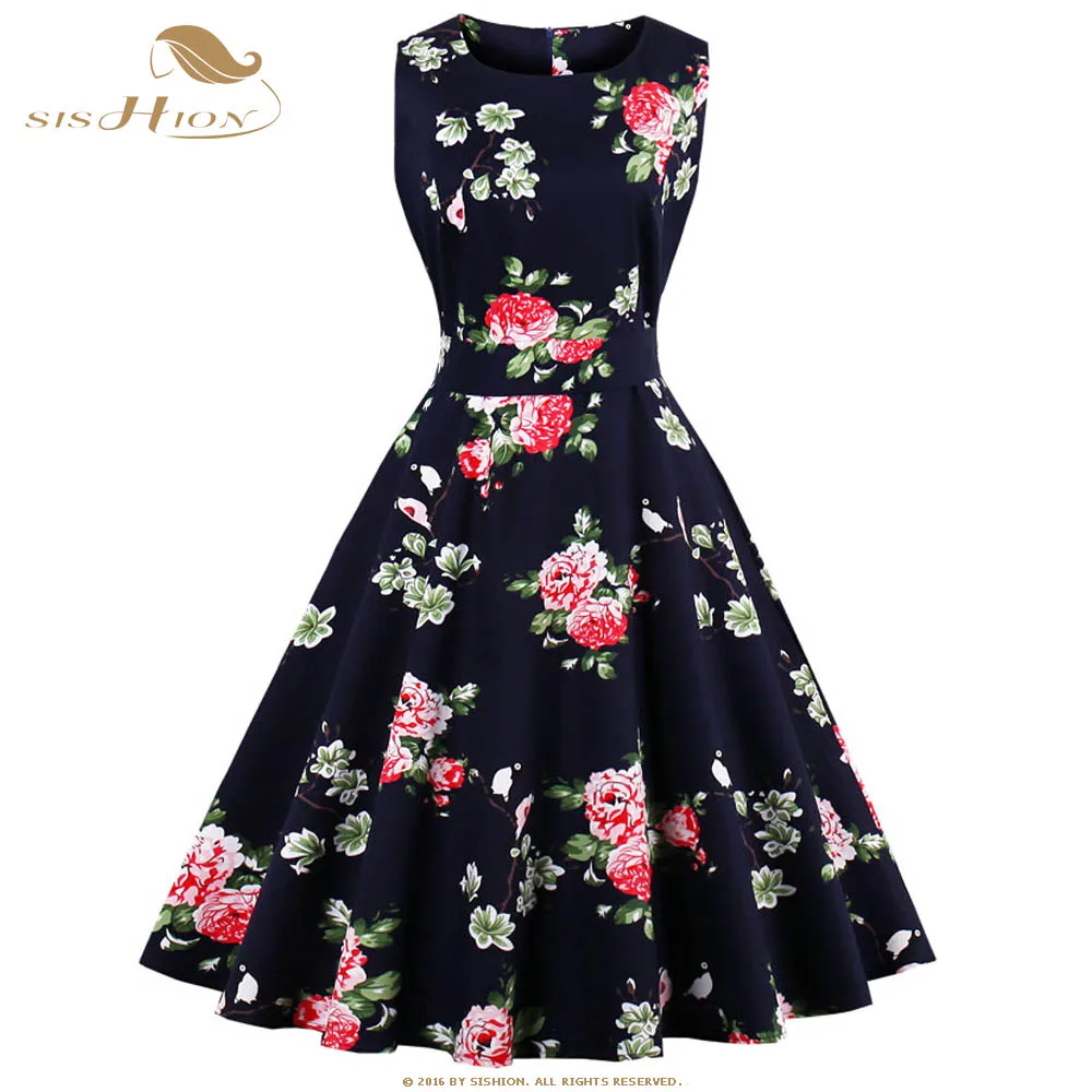 SISHION Sleeveless Women Summer Flower Birds Floral Print Dress Plus Size Black White Light Blue Retro Vintage Dress VD0553
SISHION Sleeveless Women Summer Flower Birds Floral Print Dress Plus Size Black White Light Blue Retro Vintage Dress VD0553