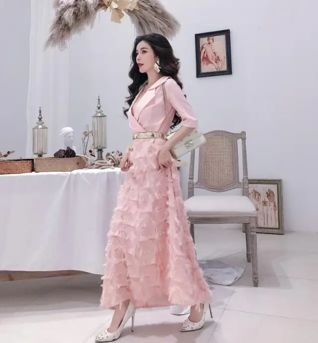 High Quality New Arrival Graceful Turn-down Collar Short Sleeve Tassel Long Formal Dress With Belt
High Quality New Arrival Graceful Turn-down Collar Short Sleeve Tassel Long Formal Dress With Belt