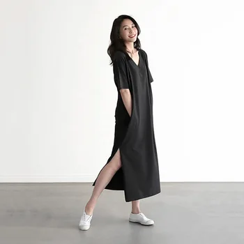 Summer New Women V-neck Nightgown Elegant Solid Color Nightdress Sleepwear Loose Leisure Open Forked Long Home Dressing Gown
Summer New Women V-neck Nightgown Elegant Solid Color Nightdress Sleepwear Loose Leisure Open Forked Long Home Dressing Gown