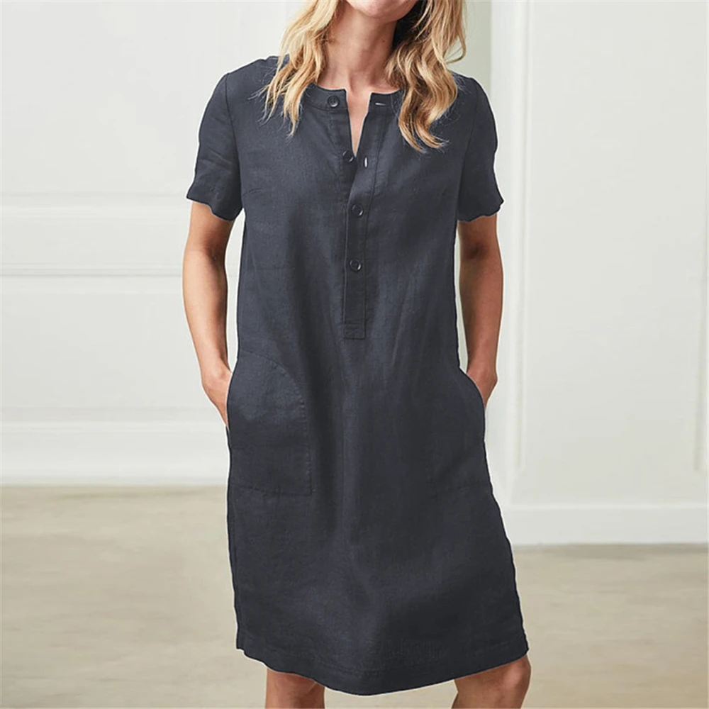Summer Linen Dress 2019 Women Tunic Top Short Sleeve Shirt Button Female Vintage Casual Sundress Sarafans Vestidos S-5XL
Summer Linen Dress 2019 Women Tunic Top Short Sleeve Shirt Button Female Vintage Casual Sundress Sarafans Vestidos S-5XL