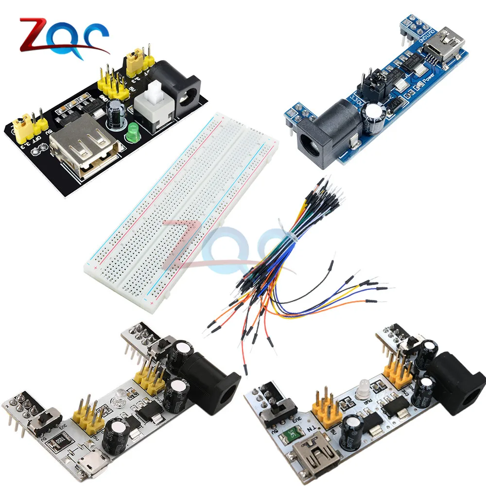 MB102 Breadboard Power Supply Board Module MB-102 830 points Solderless Prototype Bread board kit 65 Flexible jumper wires
MB102 Breadboard Power Supply Board Module MB-102 830 points Solderless Prototype Bread board kit 65 Flexible jumper wires