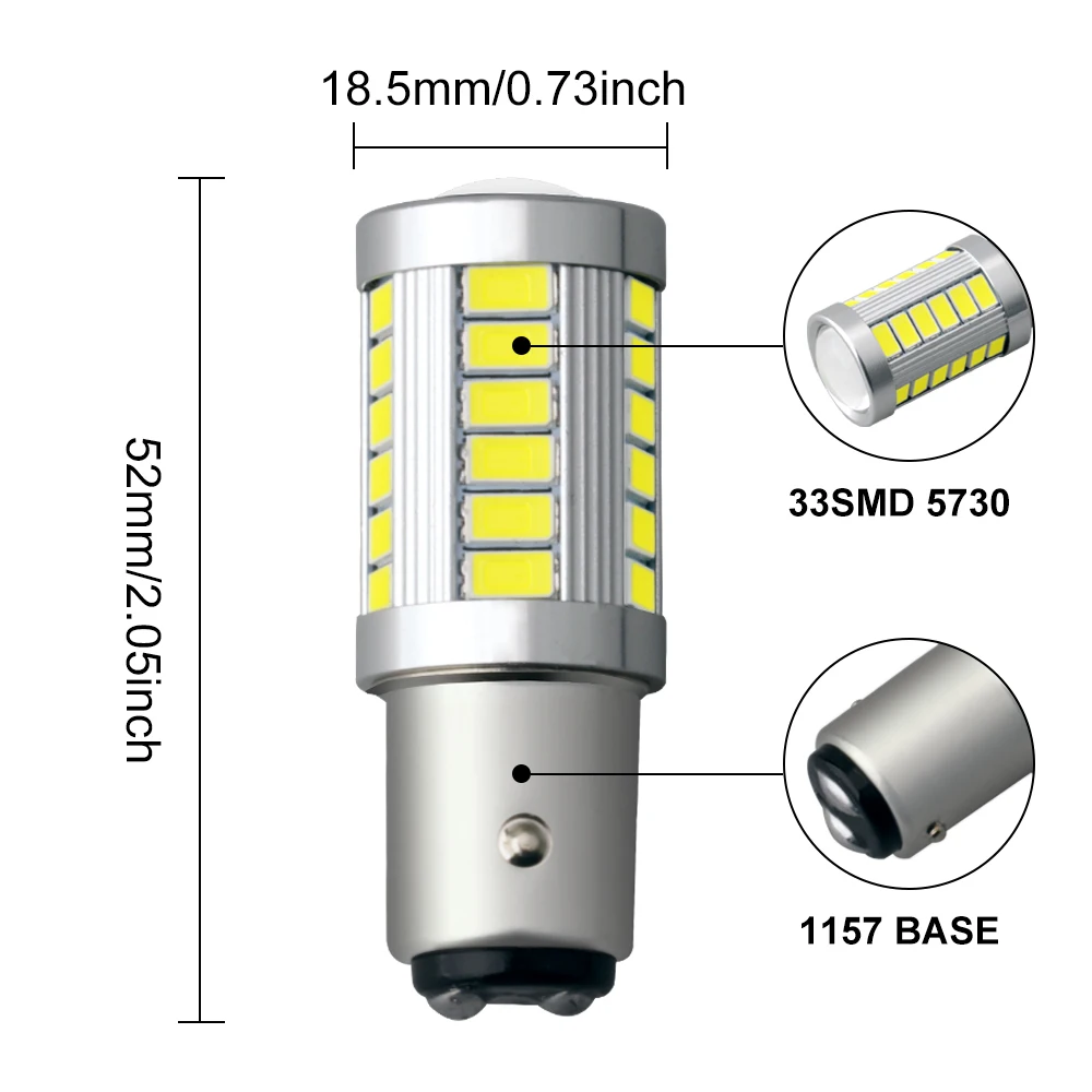Leites 2Pcs Strobe Flashing Led T25 3157 S25 P21W 1156 BA15S 1157 7443 5630 33SMD LED Car Auto Led Bulb Light 33led DC 12V (1)