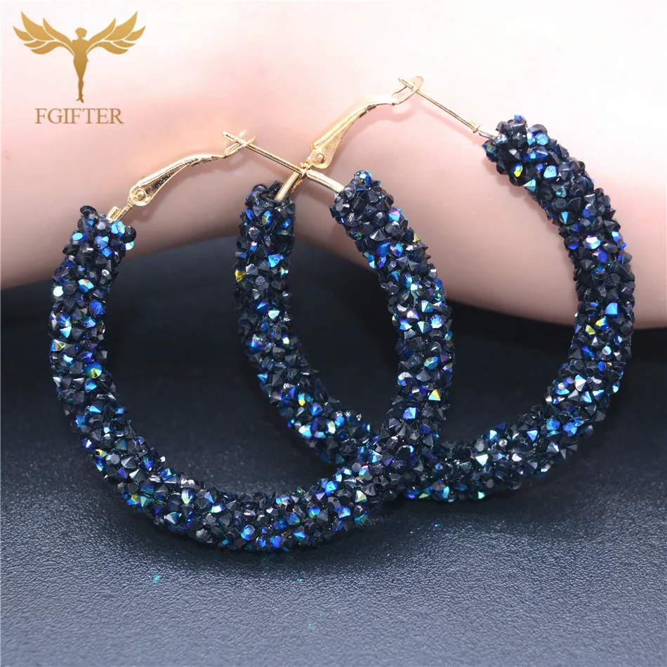 Blue Crystal Round Earrings for Women 48mm Big Hoop Earrings Gold Silver Color Cuff Hoops Woman Earrings Circles Jewelry
Blue Crystal Round Earrings for Women 48mm Big Hoop Earrings Gold Silver Color Cuff Hoops Woman Earrings Circles Jewelry