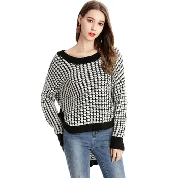 Womens Short Front long Back Knitted Sweaters Perforated Striped Loose Casual Sweater Long Sleeve Female Pullover Pull Knitwear
Womens Short Front long Back Knitted Sweaters Perforated Striped Loose Casual Sweater Long Sleeve Female Pullover Pull Knitwear