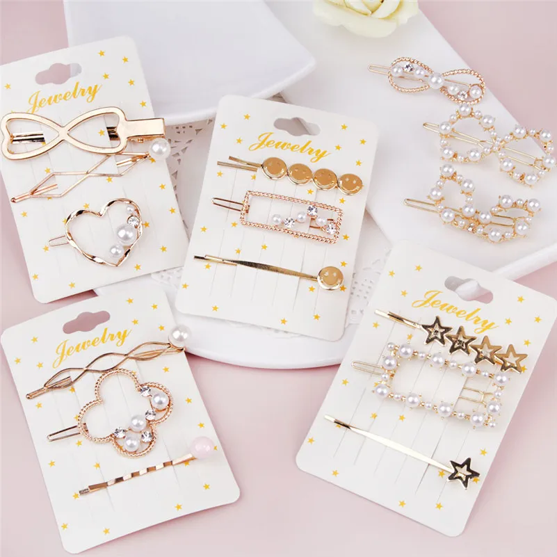 3PCS/SET Woman Rhinestone Pearl Hairpins Korean Geometric Triangle Alloy Gold Color Hair Clips Barrettes Girls Hair Accessories
3PCS/SET Woman Rhinestone Pearl Hairpins Korean Geometric Triangle Alloy Gold Color Hair Clips Barrettes Girls Hair Accessories