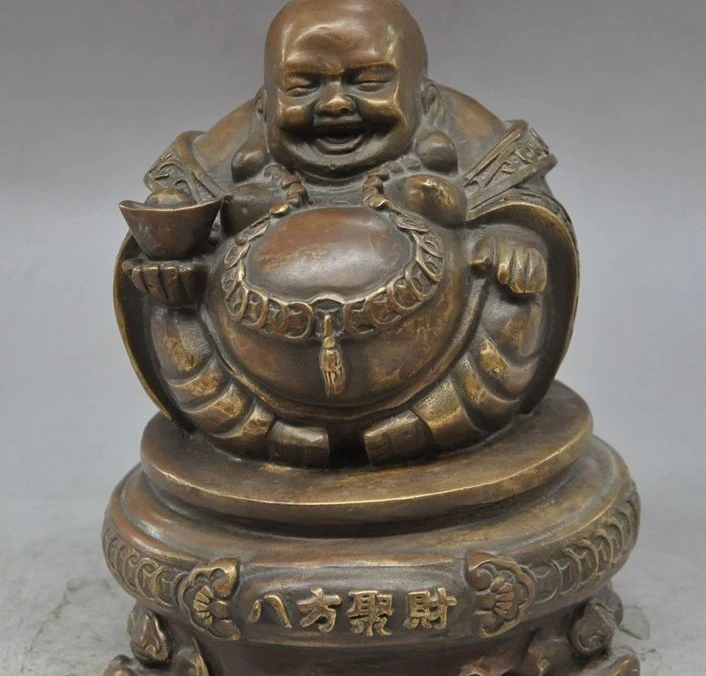 8" old chinese buddhism bronze wealth yuanbao happy laugh Maitreya Buddha statue
8" old chinese buddhism bronze wealth yuanbao happy laugh Maitreya Buddha statue