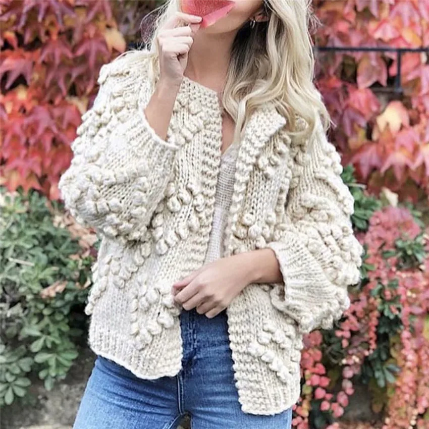Vintage pompon hand knitted women cardigan casual ladies sweater Fashion autumn female outwear pink cardigan
Vintage pompon hand knitted women cardigan casual ladies sweater Fashion autumn female outwear pink cardigan