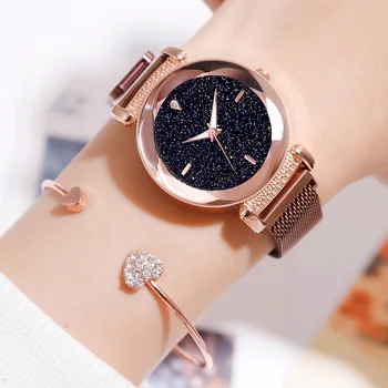 New Luxury Woman Watch Magnet Stainless Steel Mesh Waterproof Women Quartz Watches Fashion Starry Sky Dial Ladies Wristwatches
New Luxury Woman Watch Magnet Stainless Steel Mesh Waterproof Women Quartz Watches Fashion Starry Sky Dial Ladies Wristwatches