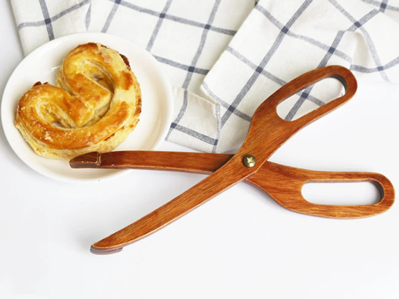 Premium Wooden Tong, Creative Scissor Type Cake Bread Server, Dessert Tong Fruit Salad Clip Wooden Kitchen Utensils Fancy Household Gift  (4)