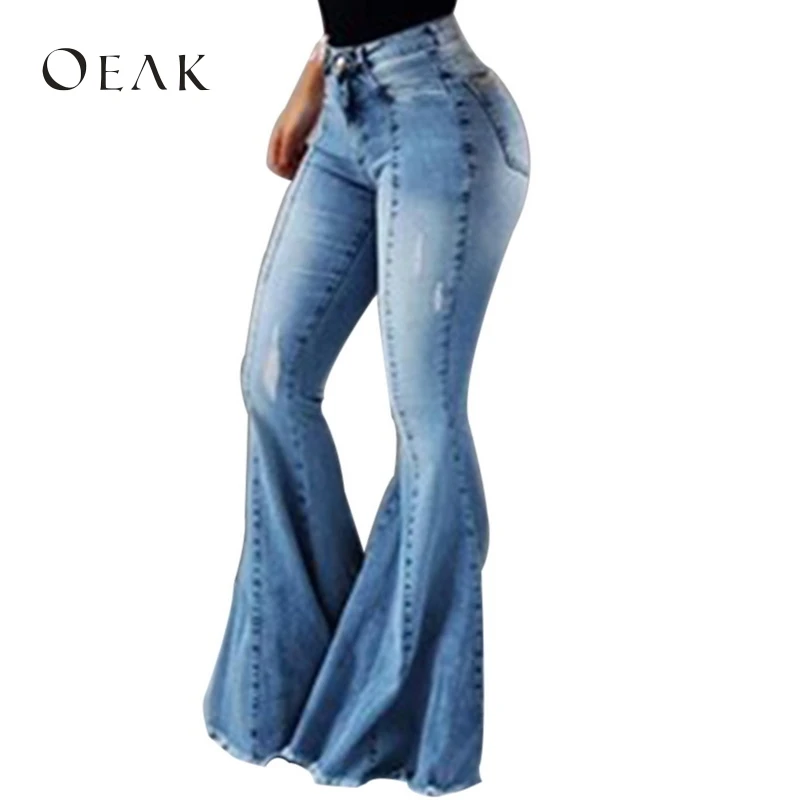 OEAK 2019 Women's Retro Bell Bottom Wide High Waisted Slim Fit Stretch Flared Denim Jeans Pants Female Autumn Cotton Denim Jeans
OEAK 2019 Women's Retro Bell Bottom Wide High Waisted Slim Fit Stretch Flared Denim Jeans Pants Female Autumn Cotton Denim Jeans