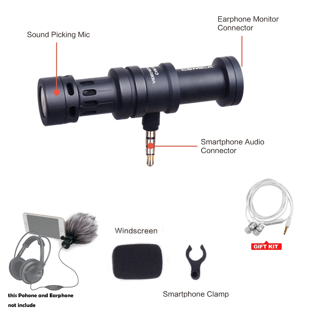 Commlite COMICA Cardioid Directional Condenser Shotgun Video Microphone for iPhone iPad Smartphone with Windscreen+Wind Muff
Commlite COMICA Cardioid Directional Condenser Shotgun Video Microphone for iPhone iPad Smartphone with Windscreen+Wind Muff