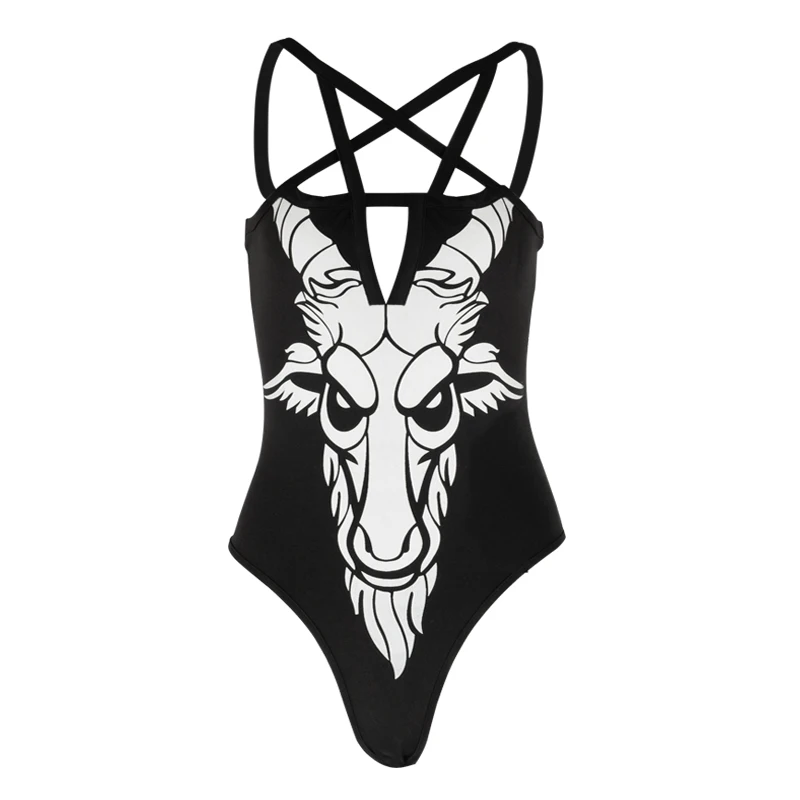 Sexy Gothic Women Jumpsuits Backless Cross Strap Front Design Hollow Out Pentagram Romper Black Sleeveless Slim Cami Bodysuit
Sexy Gothic Women Jumpsuits Backless Cross Strap Front Design Hollow Out Pentagram Romper Black Sleeveless Slim Cami Bodysuit