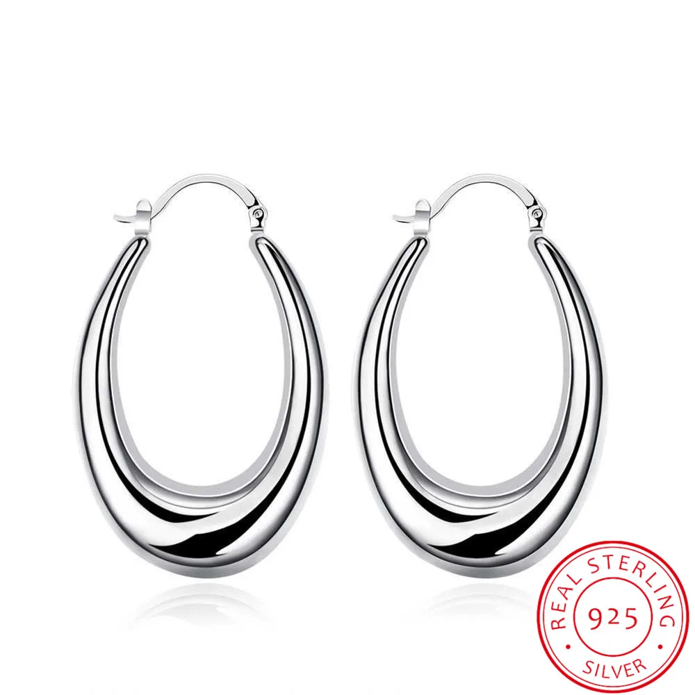 Circle Smooth U Shape Big Hoop Earrings for Women 925 Silver Identify Earrings European Brand Fashion Gift Jewelry 2018
Circle Smooth U Shape Big Hoop Earrings for Women 925 Silver Identify Earrings European Brand Fashion Gift Jewelry 2018