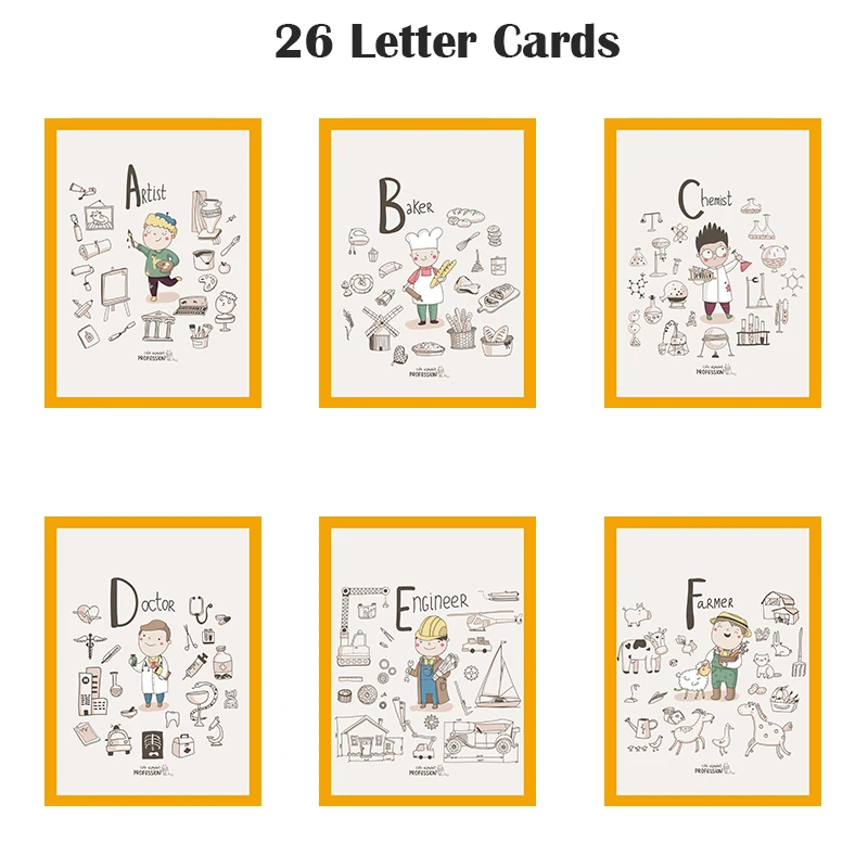 Alphabet ABC English Learning Montessori Profession Cards Games Early Educational Flashcard for Educativos Kindergarten Children
Alphabet ABC English Learning Montessori Profession Cards Games Early Educational Flashcard for Educativos Kindergarten Children