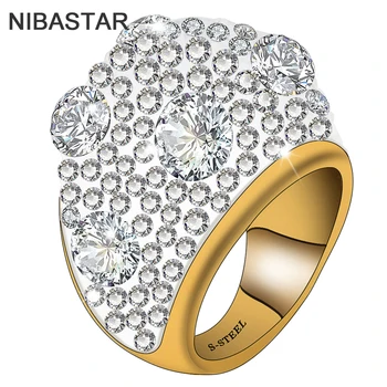 Fashion Clear Austrian Crystal Wedding Rings For Women High Quality Gold Plate Stainless Steel Accessories Ring Jewelry
Fashion Clear Austrian Crystal Wedding Rings For Women High Quality Gold Plate Stainless Steel Accessories Ring Jewelry