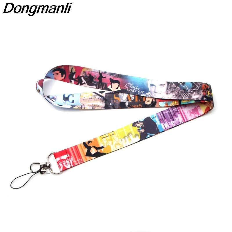 

P3336 Dongmanli Elvis Presley Keychain Lanyards Id Badge Holder ID Card Pass Gym Mobile Phone USB Badge Holder Key Strap