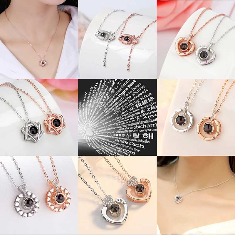 I LOVE YOU In 100 Languages Projection Necklace 6 Styles Rose Gold&Silver Romantic Love Memory Wedding Necklace Drop Shipping
I LOVE YOU In 100 Languages Projection Necklace 6 Styles Rose Gold&Silver Romantic Love Memory Wedding Necklace Drop Shipping
