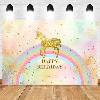 Neoback Rainbow Happy Birthday Photo Background for Photography Golden Unicorn Stars Shiny Backdrop Baby Party Supplies Props
Neoback Rainbow Happy Birthday Photo Background for Photography Golden Unicorn Stars Shiny Backdrop Baby Party Supplies Props