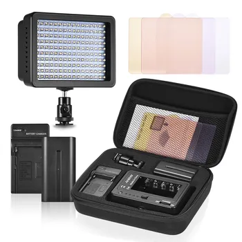 Andoer 160 LED Video Camera Light Lamp 10.5W Dimmable 5600K for Canon Nikon Sony DSLR with F750 Battery/Charger/3 Filter/Adapter
Andoer 160 LED Video Camera Light Lamp 10.5W Dimmable 5600K for Canon Nikon Sony DSLR with F750 Battery/Charger/3 Filter/Adapter