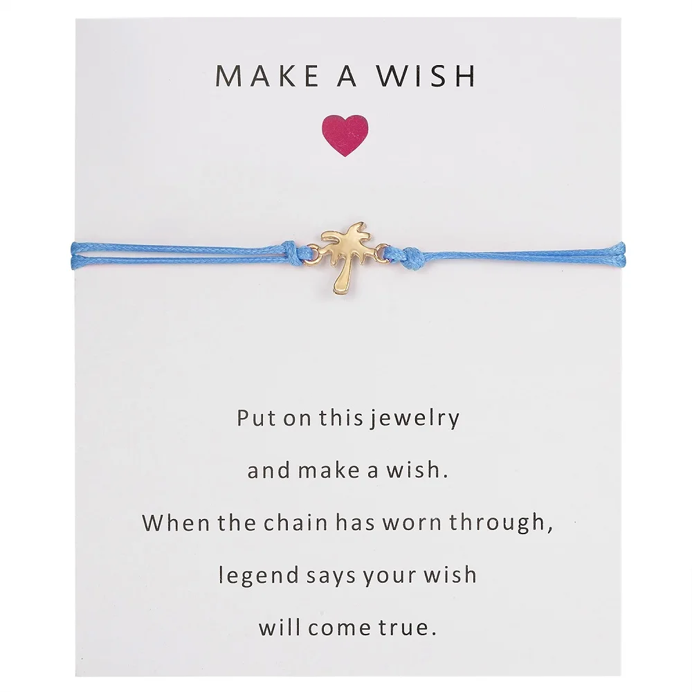 Rinhoo 1PC Handmade Coconut Tree Pendant Woven Rope Chain Bracelet With Make a Wish Paper Card Fashion Jewelry Gift For Women
Rinhoo 1PC Handmade Coconut Tree Pendant Woven Rope Chain Bracelet With Make a Wish Paper Card Fashion Jewelry Gift For Women
