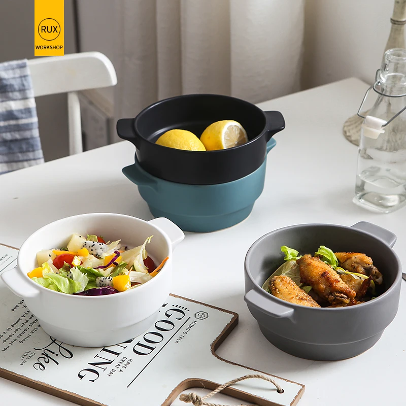 RUX WORKSHOP Solid color binaural round ceramic bowl rice salad fruit bowl 4 colors restaurant tableware decoration
RUX WORKSHOP Solid color binaural round ceramic bowl rice salad fruit bowl 4 colors restaurant tableware decoration
