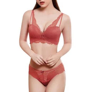 New Lady Sexy Lace Embroidery Underwear Set Wire Free Deep V Women's Push Up Bra Set 3/4 Cup Comfortable Brassiere Panties Set
New Lady Sexy Lace Embroidery Underwear Set Wire Free Deep V Women's Push Up Bra Set 3/4 Cup Comfortable Brassiere Panties Set