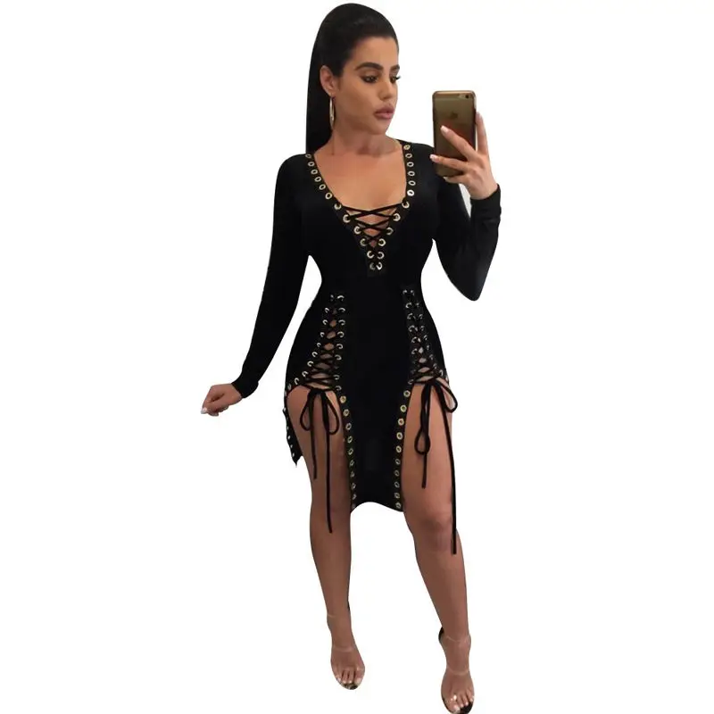 Women fashion sexy bandage bodycon mini dress Long Sleeve v-neck lace up hollow out party casual mini dress
Women fashion sexy bandage bodycon mini dress Long Sleeve v-neck lace up hollow out party casual mini dress
