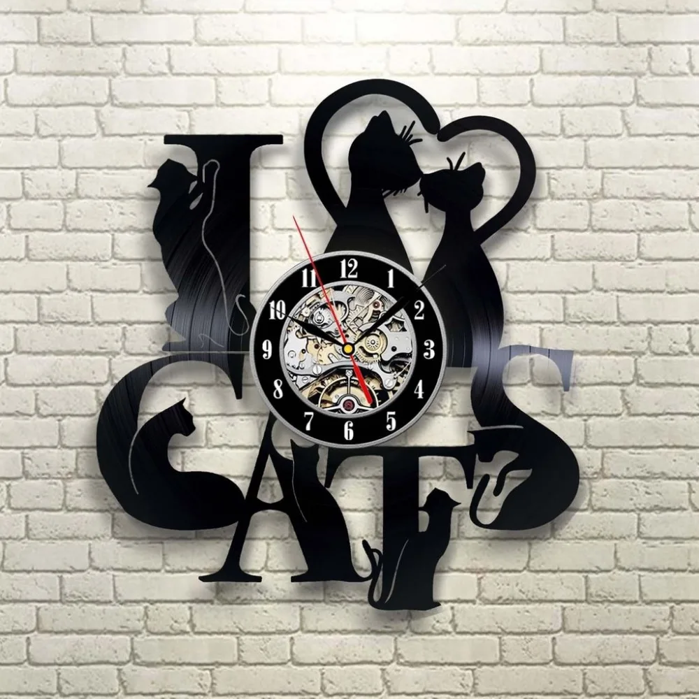 Cats Theme CD Record Wall Clock Vintage LED Vinyl Clock Kitten Art Silent Unique Decorative Clock 3D Hanging Horloge murale
Cats Theme CD Record Wall Clock Vintage LED Vinyl Clock Kitten Art Silent Unique Decorative Clock 3D Hanging Horloge murale
