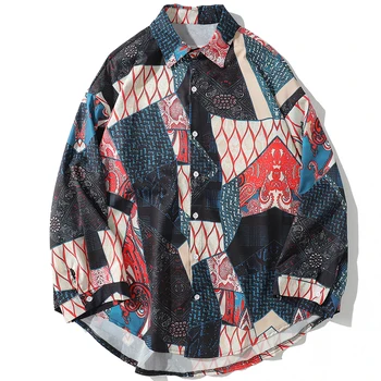Autumn Summer Japanese Ukiyo Geometric Patchwork Long Sleeve Shirts 2018 Hip Hop Casual Streetwear Men Women Shirt
Autumn Summer Japanese Ukiyo Geometric Patchwork Long Sleeve Shirts 2018 Hip Hop Casual Streetwear Men Women Shirt