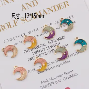 Wholesale 100PCs 12*15MM Doule Colors Enamel Necklace Pendants Glitter Oil Drop Gold Color Plated Metal Moon Charm Pendant
Wholesale 100PCs 12*15MM Doule Colors Enamel Necklace Pendants Glitter Oil Drop Gold Color Plated Metal Moon Charm Pendant