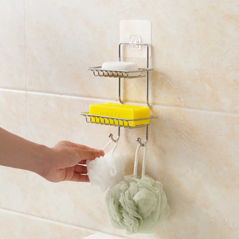MeyJig Double Layer Soap Holder Stainless Steel Drain Sponge Dish Bathroom Organizer Storage Rack Hanging Shelf Towel Hooks
MeyJig Double Layer Soap Holder Stainless Steel Drain Sponge Dish Bathroom Organizer Storage Rack Hanging Shelf Towel Hooks