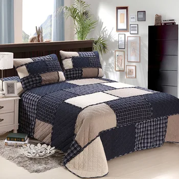 Navy Blue Plaid Striped Patchwork Quilted Bedspread,Reversible Quilt Bed Set Coverlet Pillow shams Queen size 3Pieces Ultra Soft
Navy Blue Plaid Striped Patchwork Quilted Bedspread,Reversible Quilt Bed Set Coverlet Pillow shams Queen size 3Pieces Ultra Soft