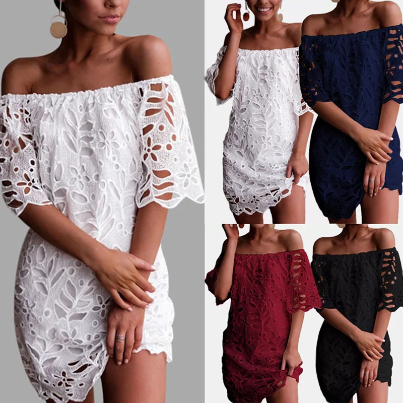 White Lace Dress Mini Dress Off Shoulder Women Summer Jurk Vestido Black Robe Sexy Party Hollow Sukienki Solid Robe Blanche
White Lace Dress Mini Dress Off Shoulder Women Summer Jurk Vestido Black Robe Sexy Party Hollow Sukienki Solid Robe Blanche