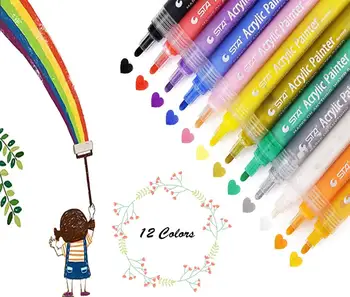 Acrylic Paint Marker Pens, Vakki 12 Colors Permanent Acrylic Paint Medium Tip For Glass Painting, Rock Painting, Wood, Garden
Acrylic Paint Marker Pens, Vakki 12 Colors Permanent Acrylic Paint Medium Tip For Glass Painting, Rock Painting, Wood, Garden