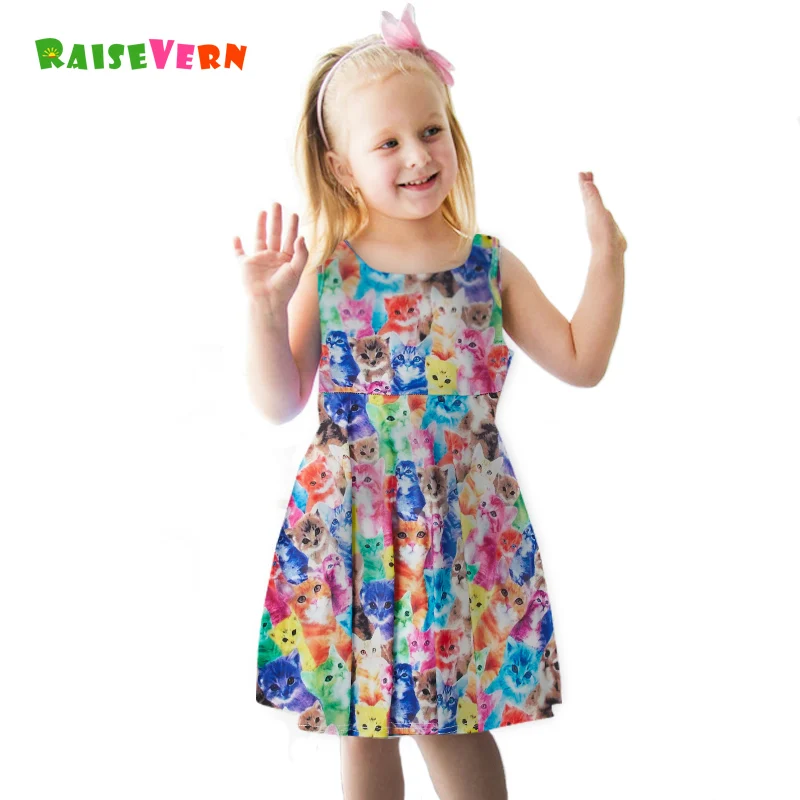 2019 Summer Girls Party Dresses Cartoon Colorful Cat Printed Princess Dress Girl Costume Clothes Children Casual Clothing
2019 Summer Girls Party Dresses Cartoon Colorful Cat Printed Princess Dress Girl Costume Clothes Children Casual Clothing
