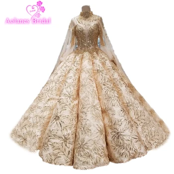 High Quality Gorgerous Waves Gold Muslim Embroidery High Neck Cape Lace Full Beading Top Wedding Dress With Long Cape Bing Bing
High Quality Gorgerous Waves Gold Muslim Embroidery High Neck Cape Lace Full Beading Top Wedding Dress With Long Cape Bing Bing
