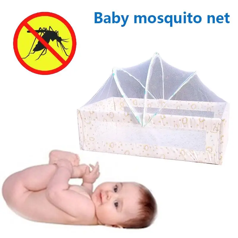 Image Baby Bed Canopy Infant Folding Cradle Mosquito Net Anti Insect Toddler Crib Cot Mesh Tent Dome Curtain Netting With Stent