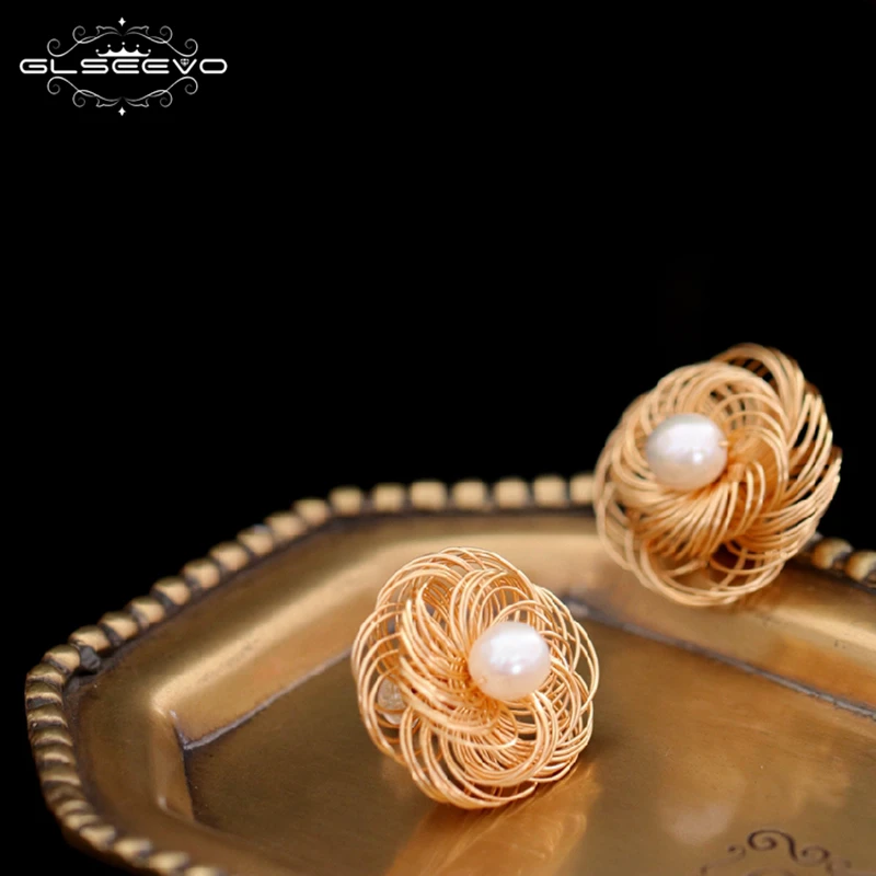 GLSEEVO Handmade Natural Fresh Water Pearl Round Stud Earrings For Women Wedding Earrings Fine Jewelry Pendientes Mujer GE0702
GLSEEVO Handmade Natural Fresh Water Pearl Round Stud Earrings For Women Wedding Earrings Fine Jewelry Pendientes Mujer GE0702