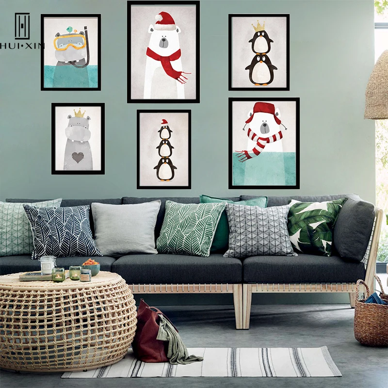 Lovely Wall Decoration Polar Bear Penguines Dressed in Red in Winter Oil Canvas Print Sweet Gift For Kid's Birthday Room Decor
Lovely Wall Decoration Polar Bear Penguines Dressed in Red in Winter Oil Canvas Print Sweet Gift For Kid's Birthday Room Decor